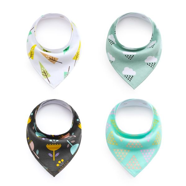 Colorful Patterned Baby Spit/Drool Bibs - Set Of 4
