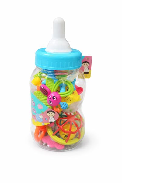 Baby Rattle &amp; Teether Toy Set in Bottle Container