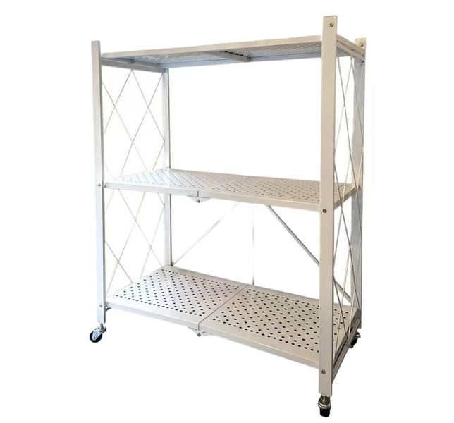 Zoco &amp; Mii - Metal 3 Tier Foldable Storage Shelve Home Storage With Wheels