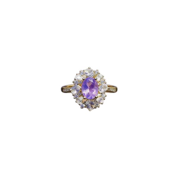 Royal Style Dreamy Amethyst Ring With Double Layered Diamonds