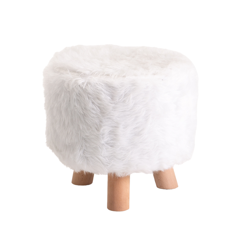 Modern Indoor Luxurius Faux Fur Stool with 3 Solid Beech Legs | Buy ...