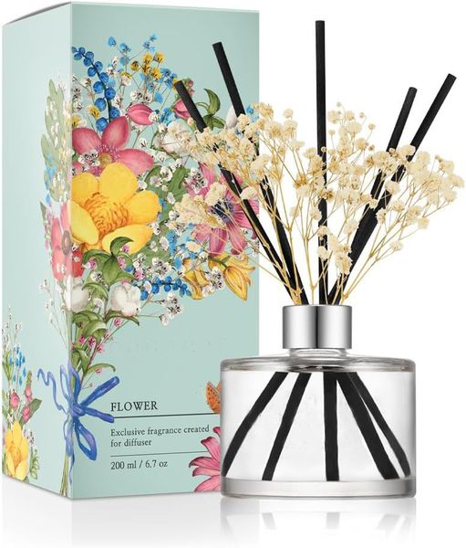 Home Collective Lavender &amp; Cotton Reed Diffuser with Real White Flowers