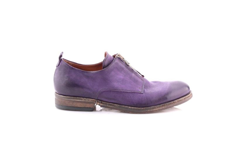Men's purple leather formal loafer with a zip