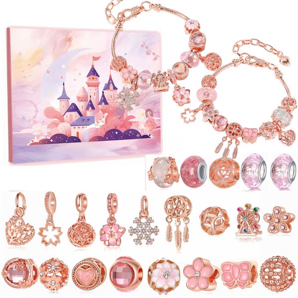 Rose Gold DIY Bracelet Beading Blind Box - 22 Accessories &amp; 2 Bracelets