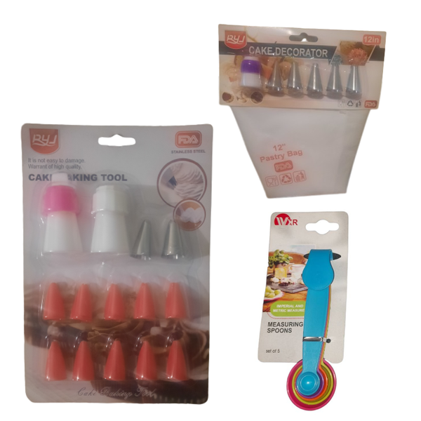26 Pieces Cake Decorating Nozzle Set &amp; a Re-usable Piping Bag &amp; Spoon Set
