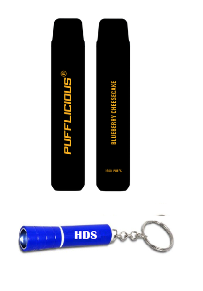 Pufflicious 1500 Puff Vape - Blueberry Cheesecake with HDS Branded Keyring