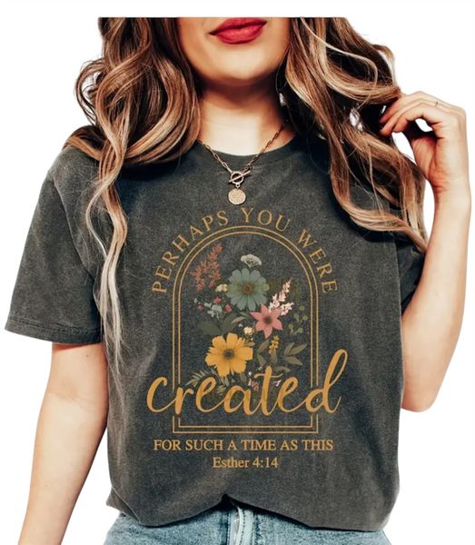 Vintage Style Floral Print Esther 4:14 T- shirt