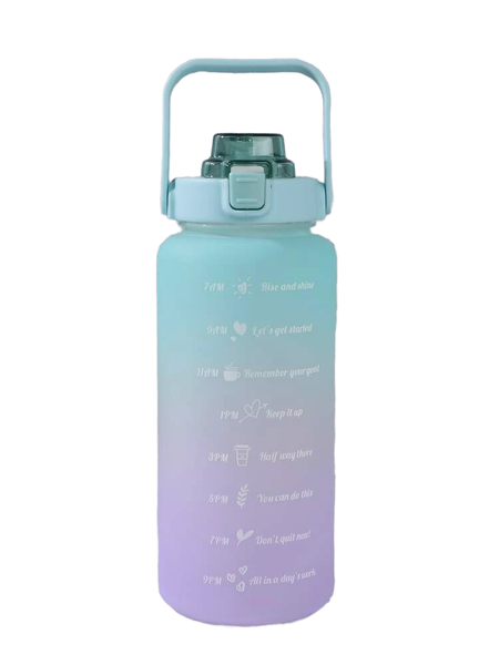 2L Large Capacity Motivational Water Bottle with Straw Motivational Sticker