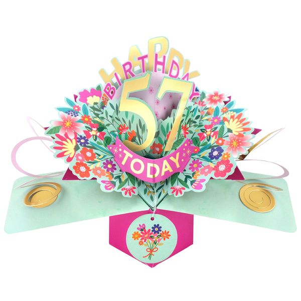 Happy 57th Birthday 3D Pop Up Card - Female