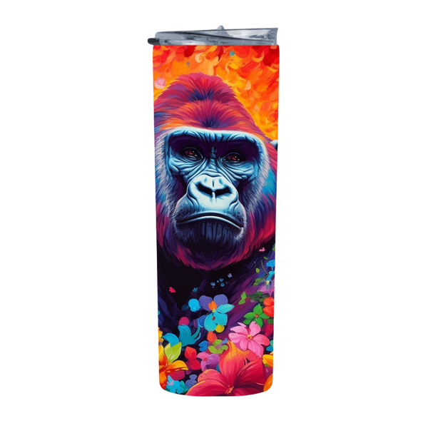 Floral Orange Gorilla Neon3 20 Oz Straight Skinny Tumbler 004