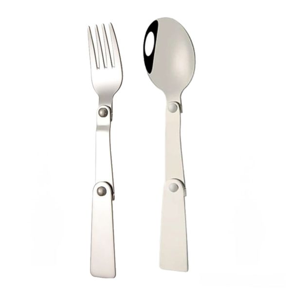 Portable Folding Spoon &amp; Fork Set - Travel Cutlery
