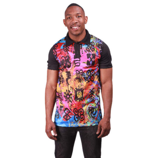 Adinkra Heritage African Golf Shirt by Tribe Afrique