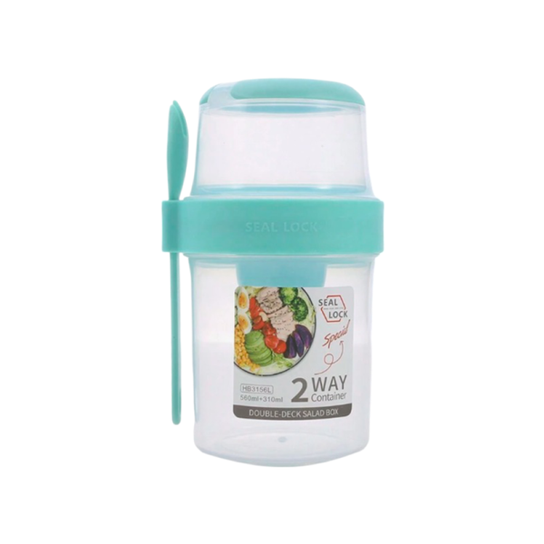 560ml + 310ml Double Deck Portable Salad Box with Fork