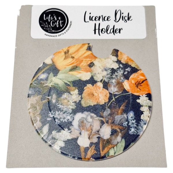 Orange and White Flowers Licence Disk Holder