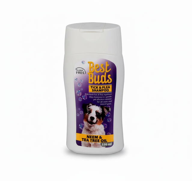 Best Buds Tick &amp; Flea Shampoo for Dogs 220ml - Gentle &amp; Potent Formula
