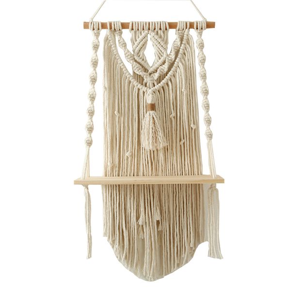 Home Decorative Boho Macrame Tapestry Crochet Hanging Shelf for Living Room