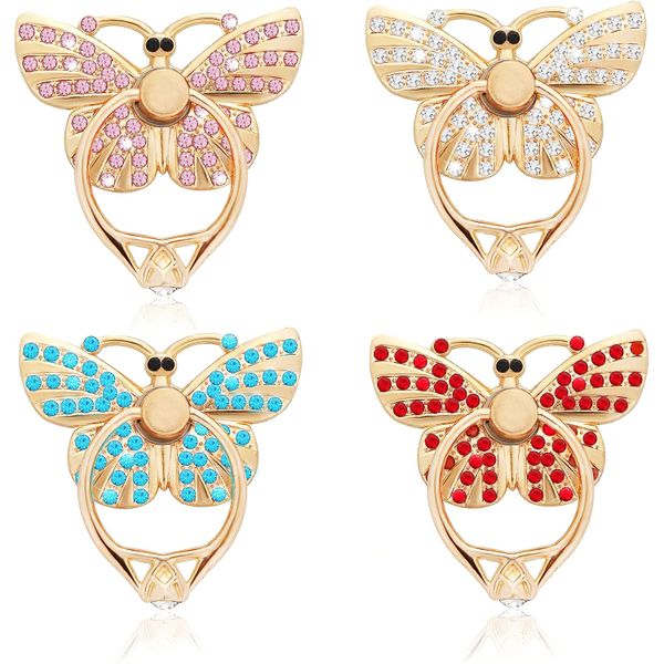 Crystal Butterfly Cell Phone Finger Stand Ring Phone Ring Holder 4Pcs