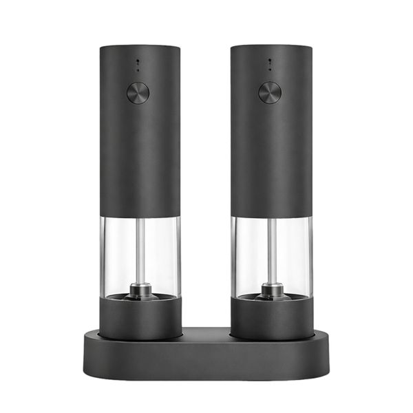 2pcs Electric Pepper &amp; Salt Grinder Set Spice Mill with Base Rechargeable