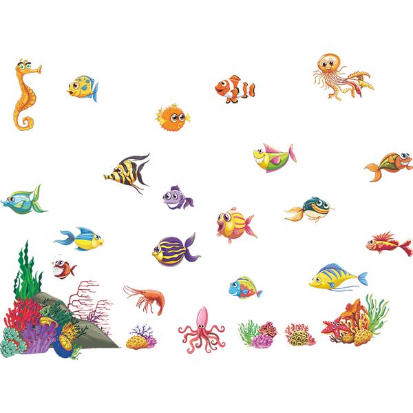 Cartoon Fish-Ocean Themed Kids Room Wall Art-Sticker-Decor