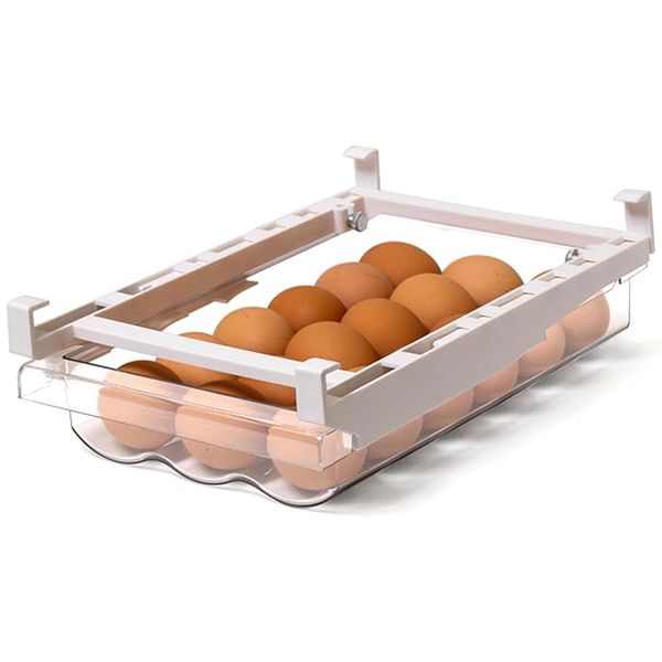 18 Egg Storage Drawer Egg Holder Tray for Refrigerator Egg Dispenser Clear