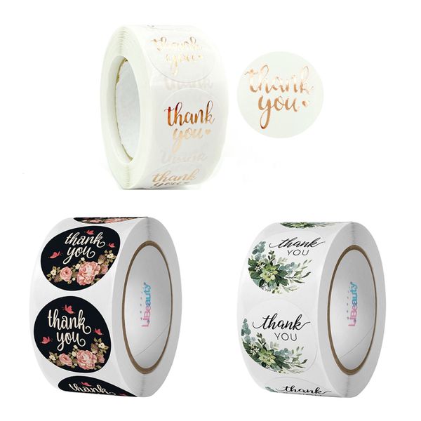 Libeauty Thank You Stickers Rolls 1500 Pcs, Self-Adhesive Small Stickers