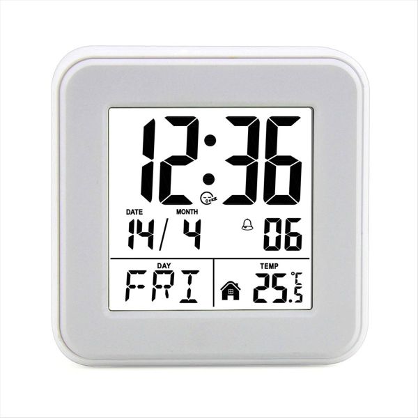 Perpetual Calendar Alarm Clock Bedside Voice-Activated Clock White