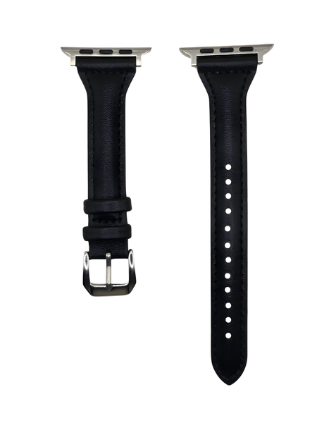 Slim Feminine Faux Leather Strap Compatible with Apple Watch 42/44/45/49mm-Black