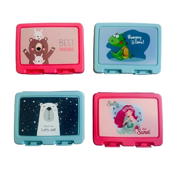 Kids School Lunch Box - 2 Compartments with Spoon/Fork - 4 Piece