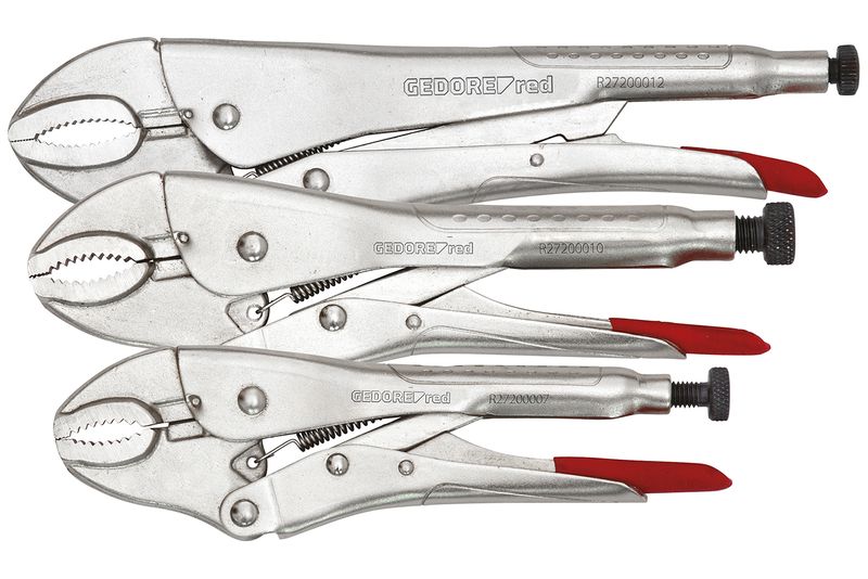 Gedore Red Curved Jaw Locking Pliers Set 3 Piece