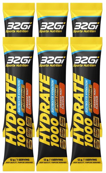 Electrolytes Hydration Hydrate 1000 Orange Mint 12g 6 Pack 32Gi