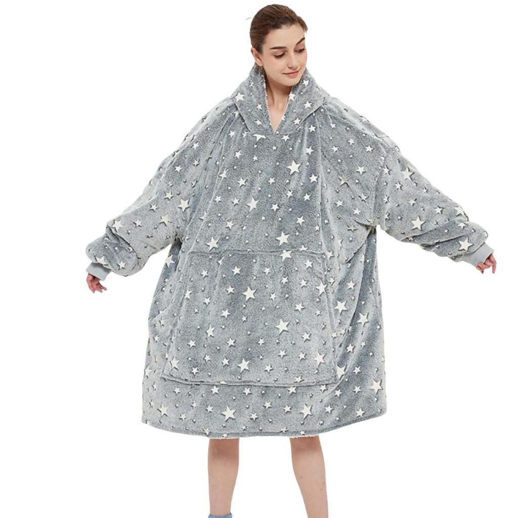Adults Glow In The Dark Oversized Plush Snugit Hoodie Grey Shop