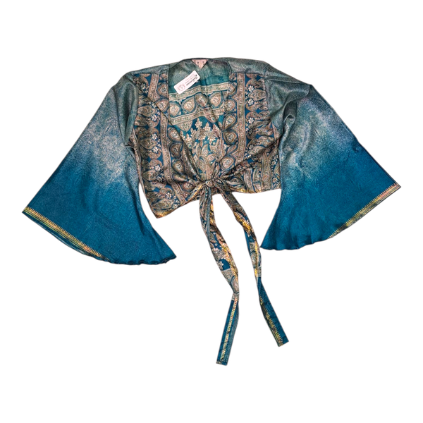 Gift Emporium Butterfly Top - Teal &amp; Gold Paisley Print