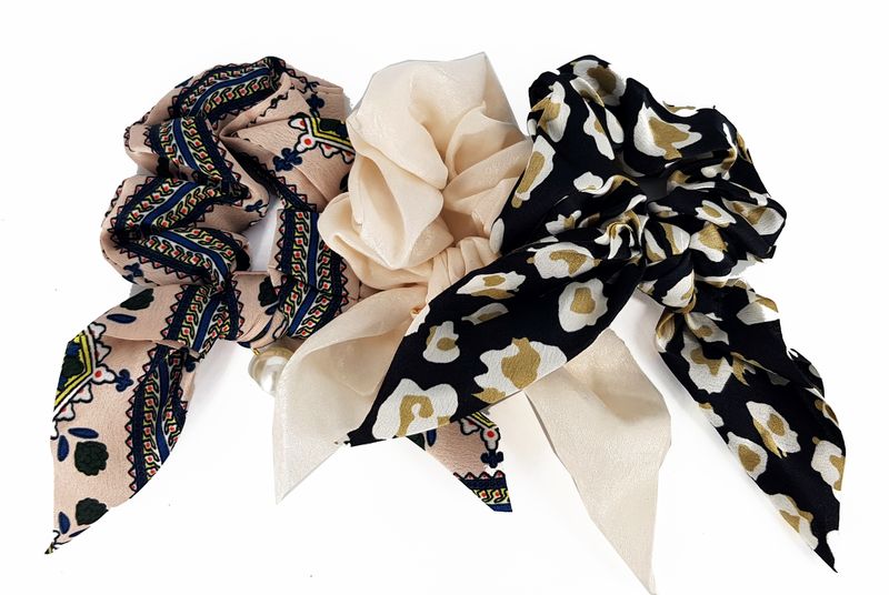 Satin Hair Scarf Scrunchies - 3 Pack