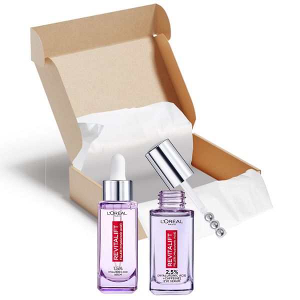 LOreal Revitalift 1.5% Hyaluronic Acid Serum &amp; Caffeine Eye Serum Bundle