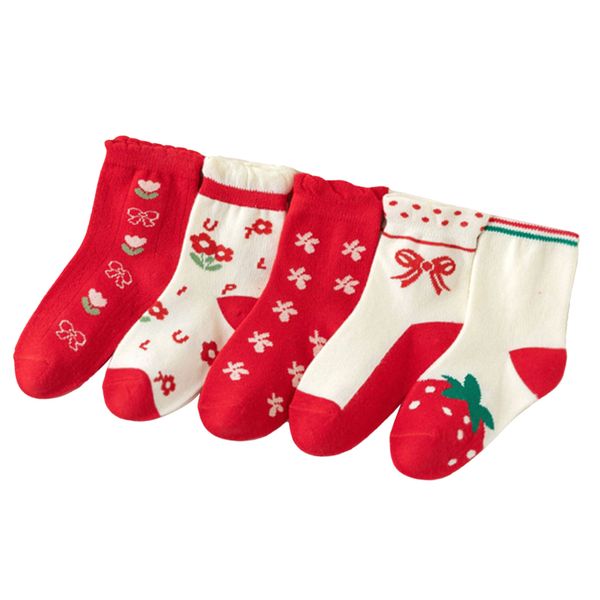 Cotton Crew Socks for Baby Girls Strawberry