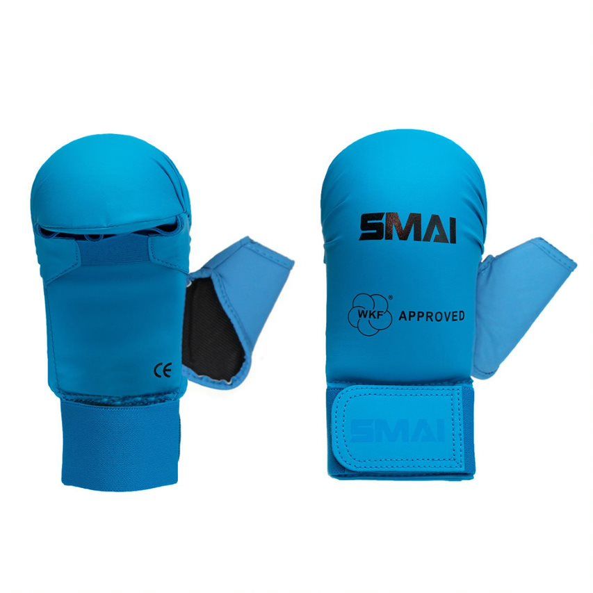 Blue WKF Approved Karate Mitts with Thumb Protection Shop Today. Get