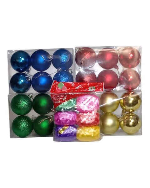 Mimos 24 pack Baubles and 2 pack Curling Ribbon
