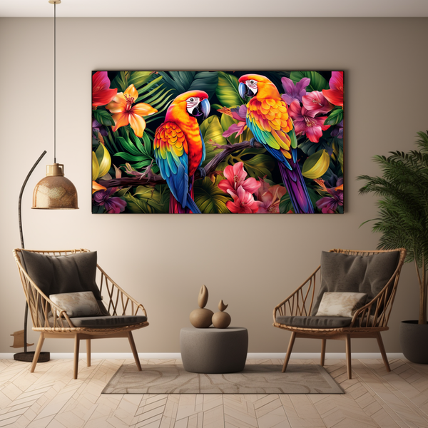 Canvas Wall Art - Tropical Colourful Brids - BK0088