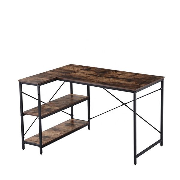 L Shaped Corner Computer Desk, Corner Home Office Desks - Brown