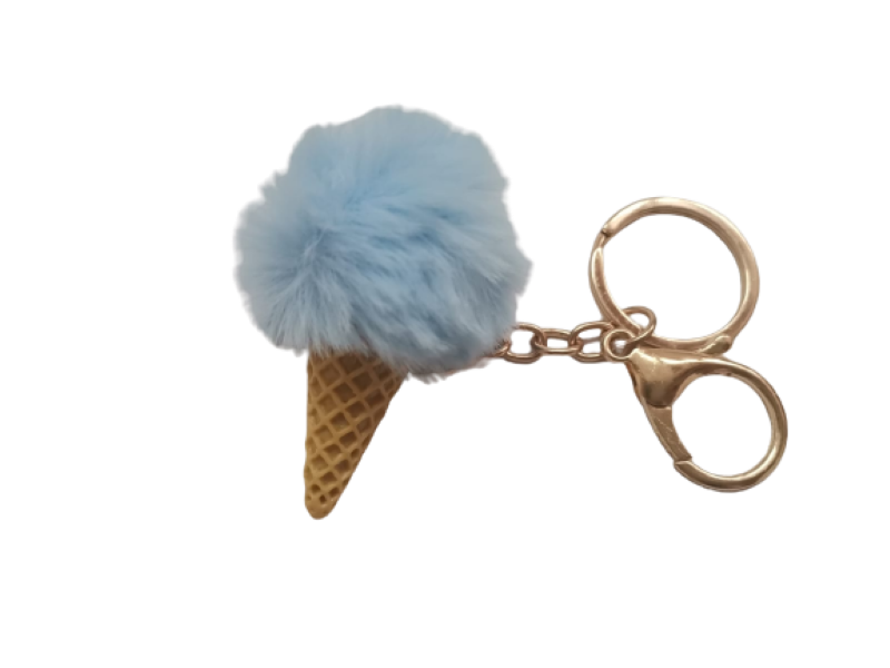 Fluffy Blue Ice Cream Cone Key Rings/ Key Chains Gift