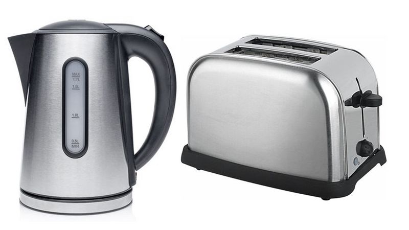 Kettle &amp; Toaster Combo Set - Stainless Steel