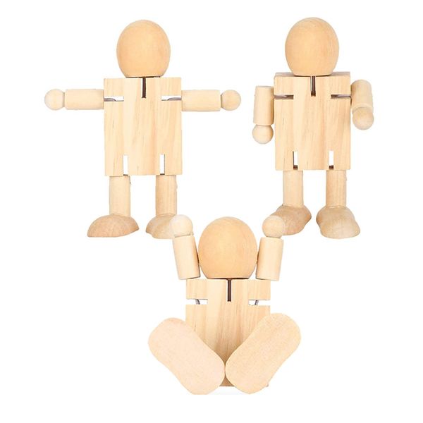 Craft Natural Unfinished Wooden Peg Doll Family People 3 Set 11cm