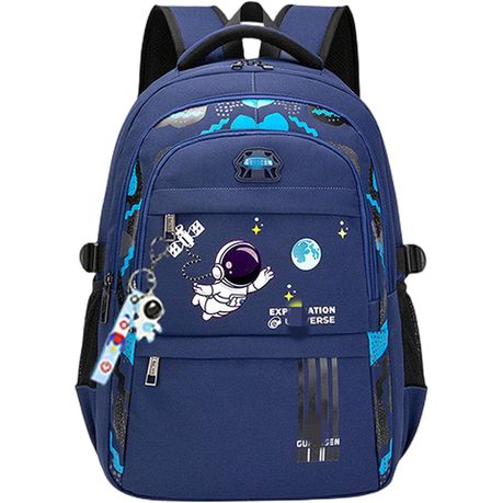 Kids School Backpack Astronaut Cartoon Boy Blue Ortho & Reflective Strip Image