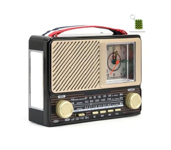 Rechargeable FM/AM Bandwith Radio with Bluetooth, Analog Clock + Key Holder