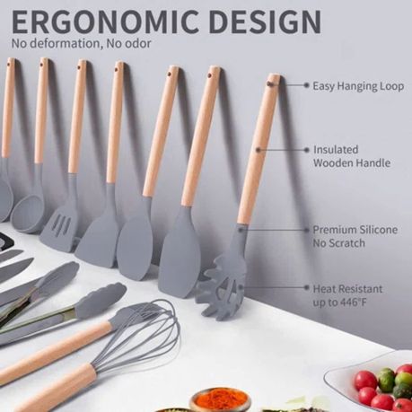 18pcs Silicone Kitchen Utensils Set, Kitchen Cooking Utensils Set with  Holder, Wooden Handle Silicone Utensils Set, Heat Resistant, BPA Free, Non  Toxic