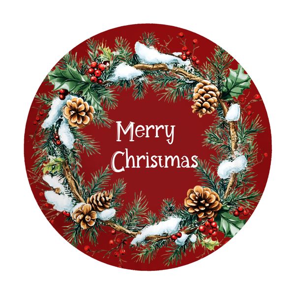 Christmas Pine Cones Round Tablecloth