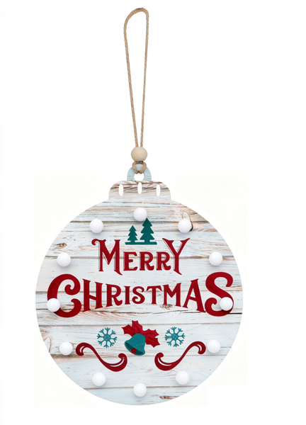 Light - Up "Merry Christmas" Wooden Sign, Christmas Door Hanging Decoration