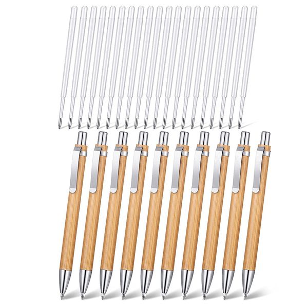 10 Pieces Bamboo Pens for Journaling, Ink Ballpoint and Refills