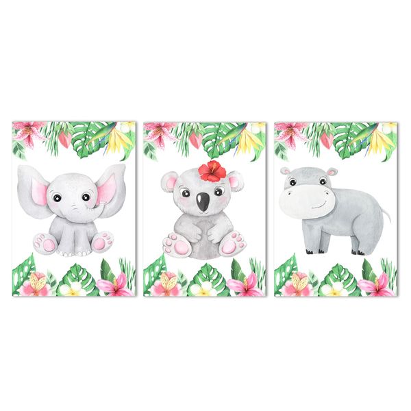 Canvas Nursery Wall Art: Watercolour Tropical Animals (2)