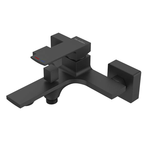 Quaddro Black Bath Mixer with Hand Shower, Hose &amp; Holder